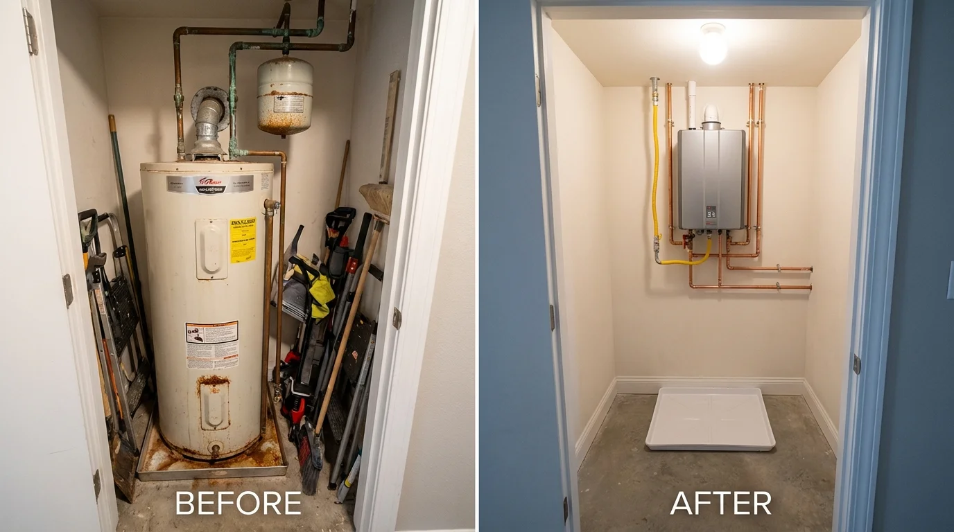 Tank water heater versus wall-mounted tankless unit comparison for Black River, NY homeowners